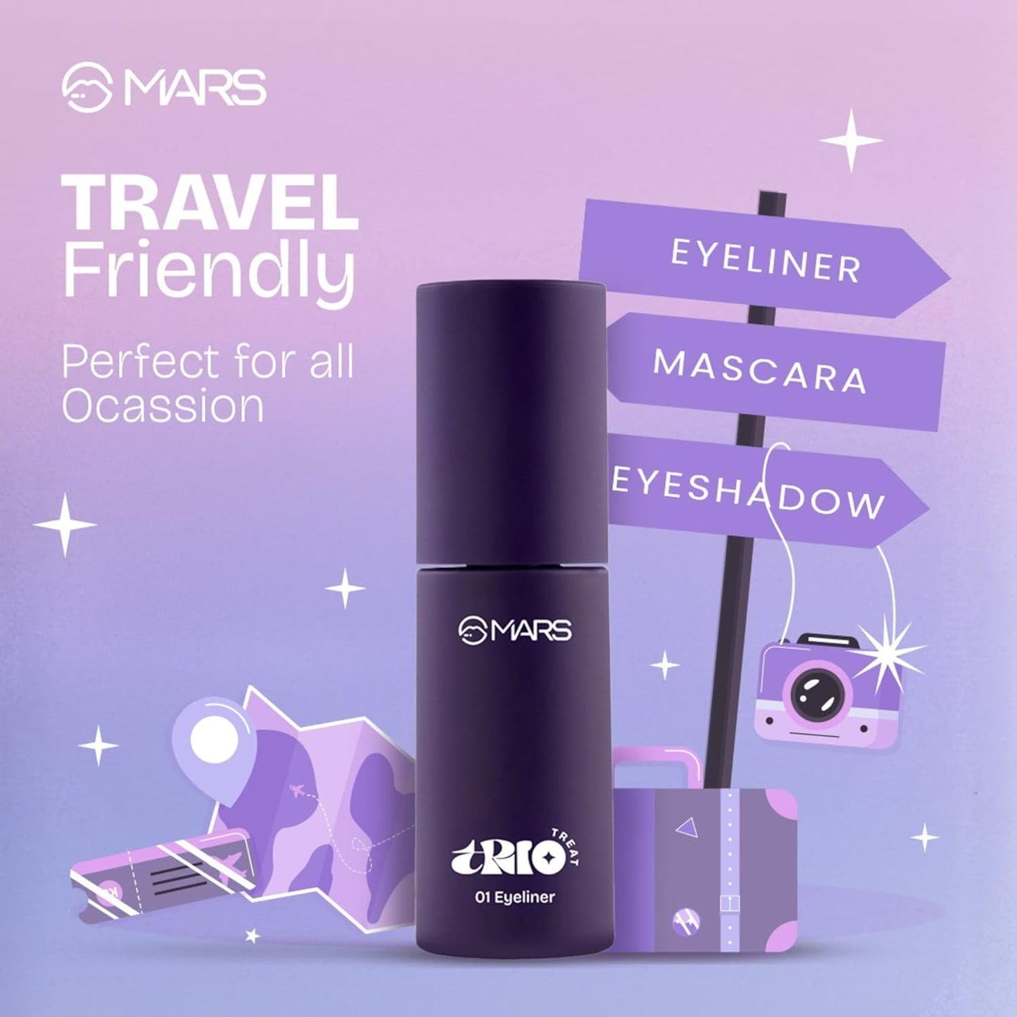 MARS TRIO Treat 3-IN-1 Eye Makeup Kit with Eyeliner AK2(5JN)