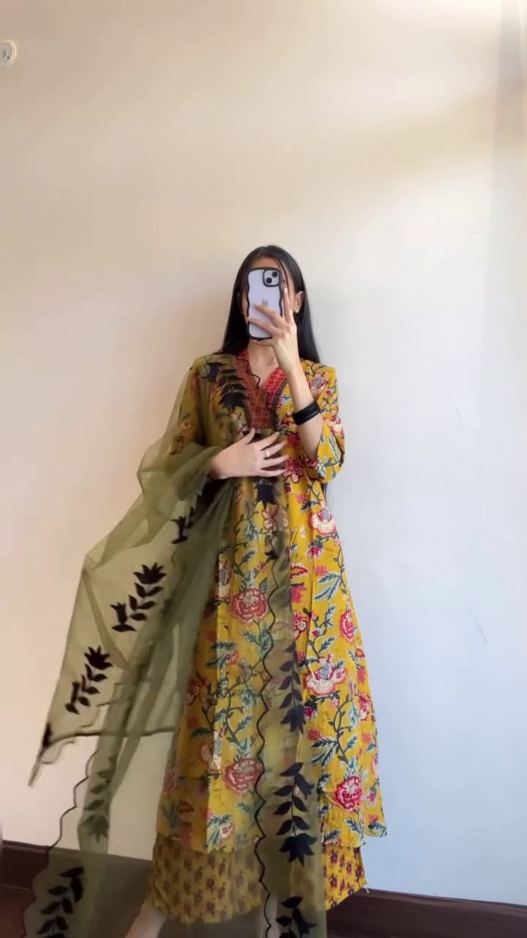 Festive Arrival Georgette Yellow Floral Dress