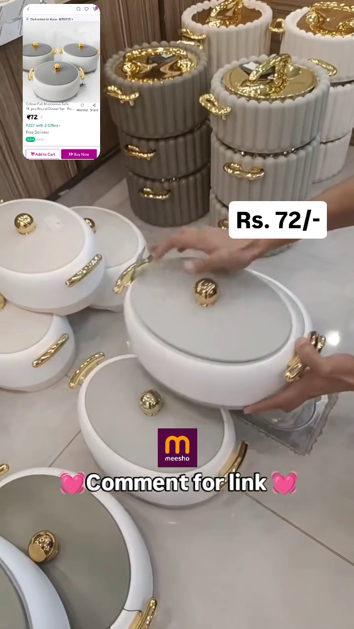 White & Yellow 6 Pieces Printed Ceramic Glossy Bowls - 360 ML each
