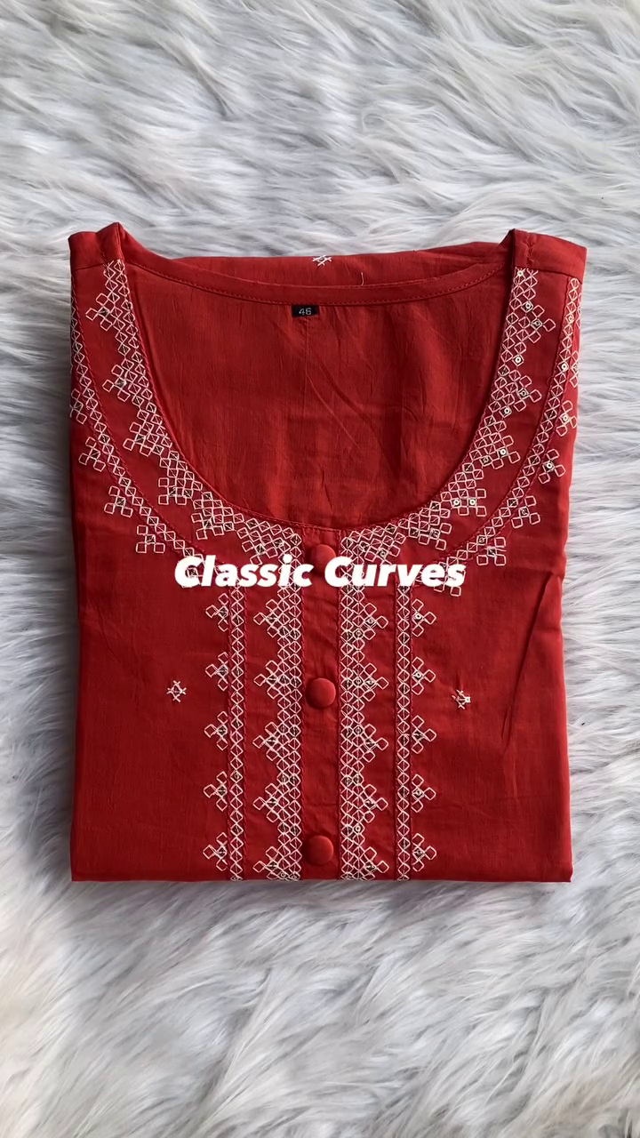 Maroon Ethnic Motifs Embroidered Round Neck Thread Work Straight Kurta A1