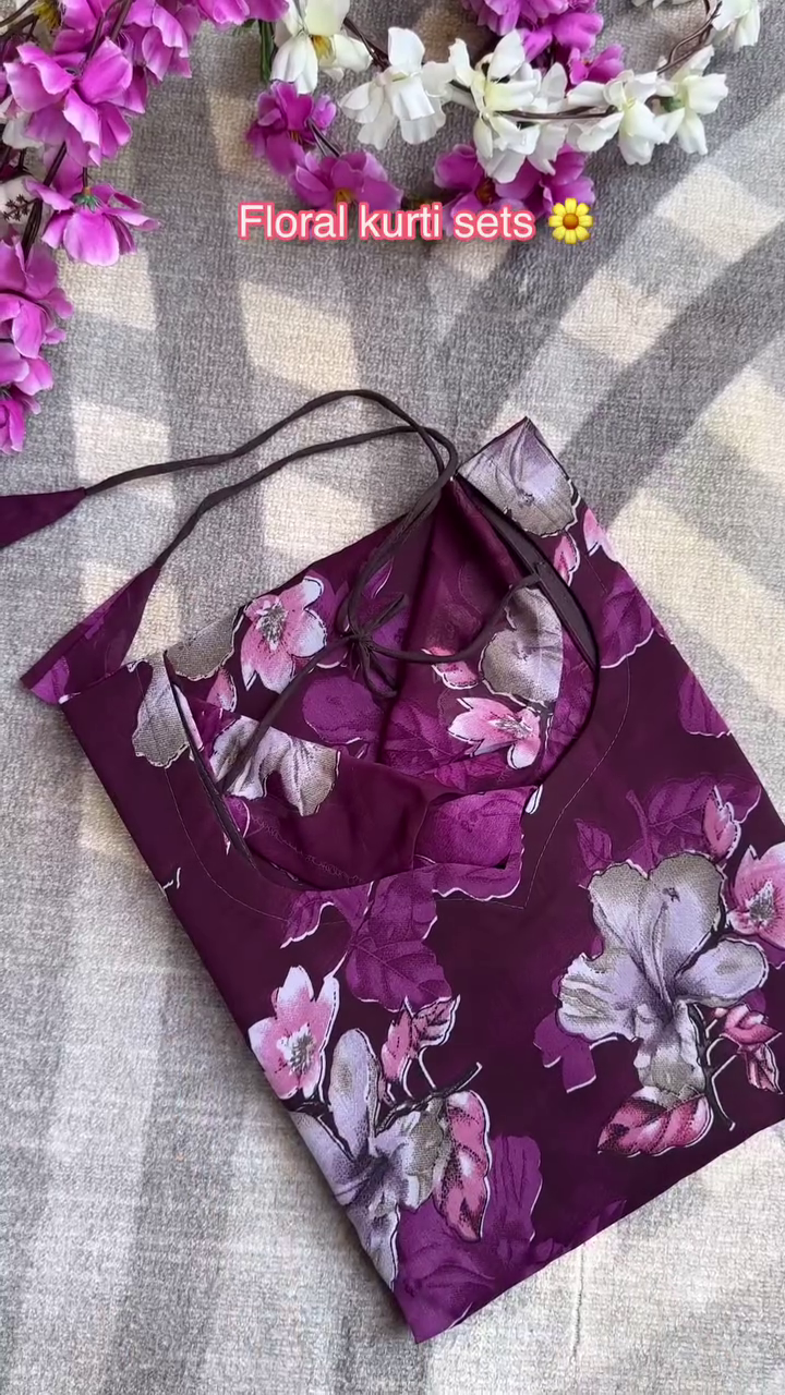 Summer Trending Pure Cotton Kurti Love Purple Color