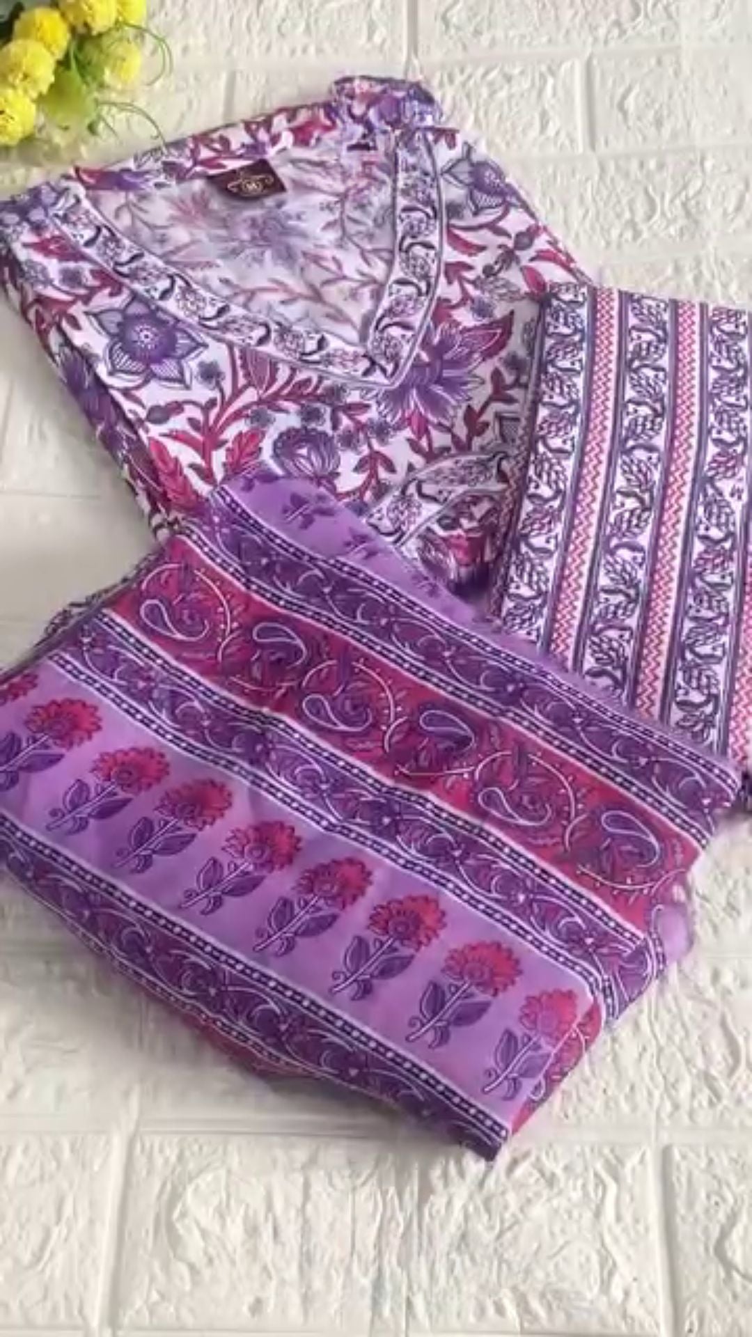 Daily Wear Ethinc Kurta Set Purple Floral