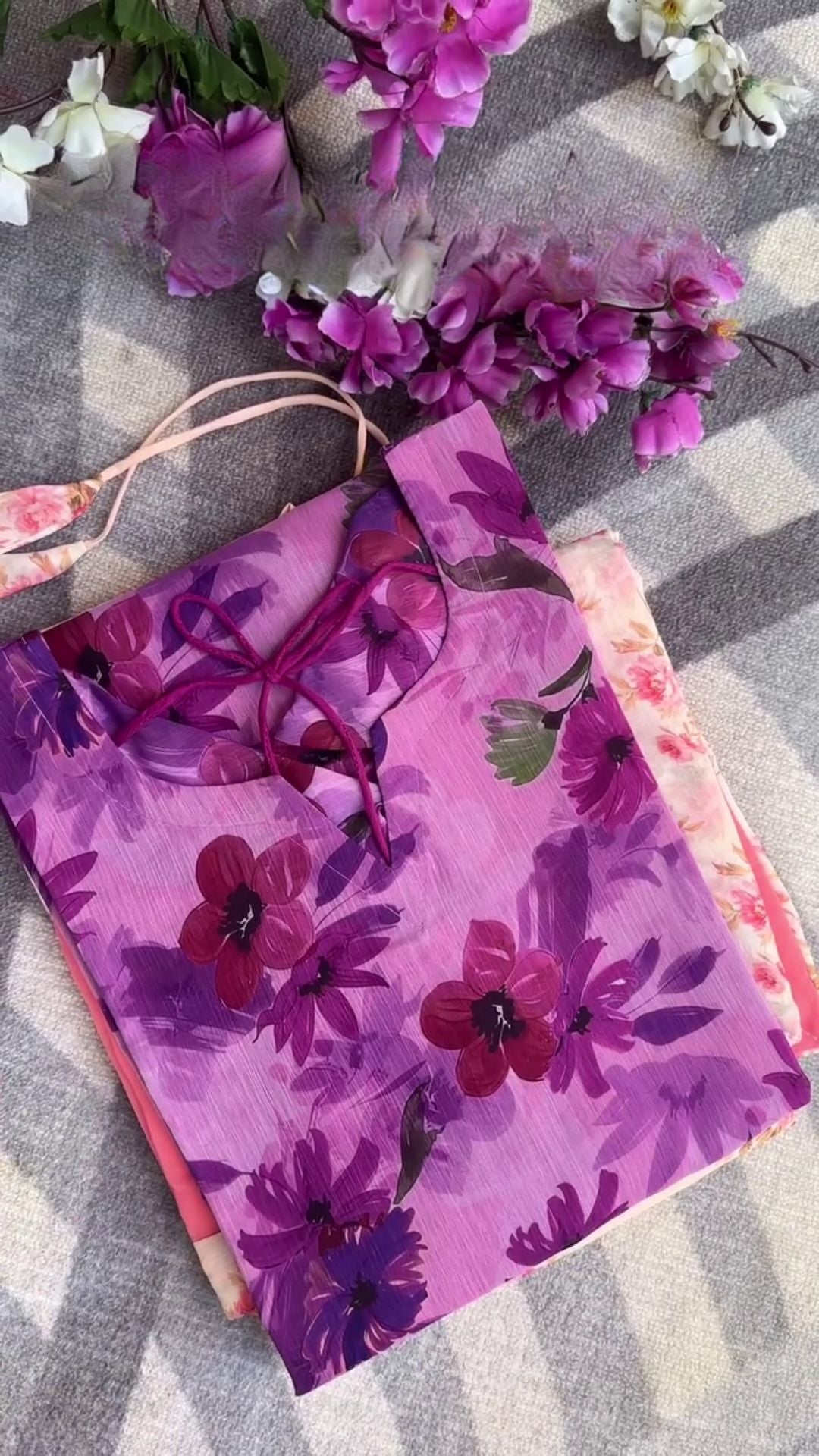 Floral Pure Cotton Purple Kurti