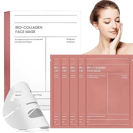Organic Collagen Mask Korean, Organic Collagen Real Deep Mask, Hydrating Overnight Hydrogel Mask, Pore Minimising, Elasticity Improvement, Reduces Fine Lines and Wrinkles