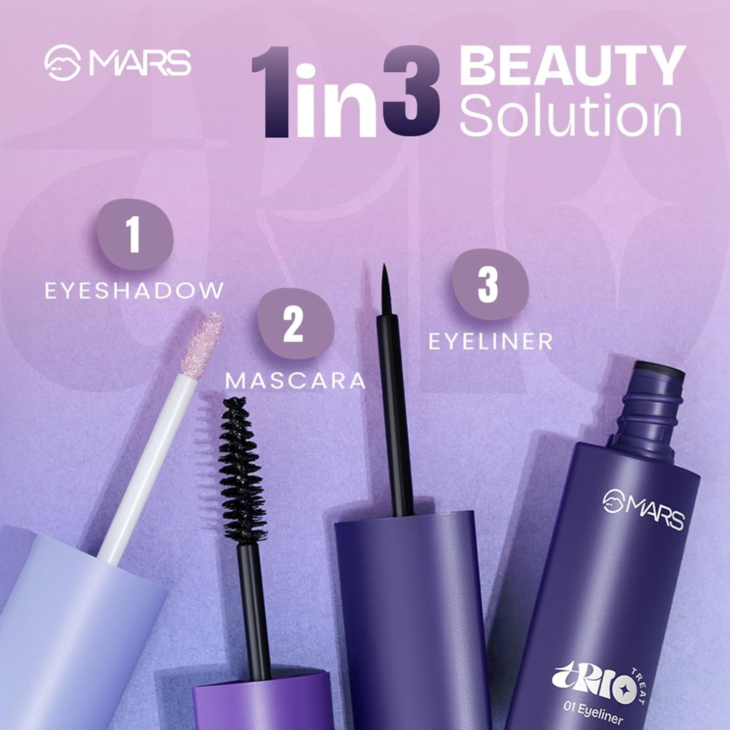 MARS TRIO Treat 3-IN-1 Eye Makeup Kit with Eyeliner AK2(5JN)