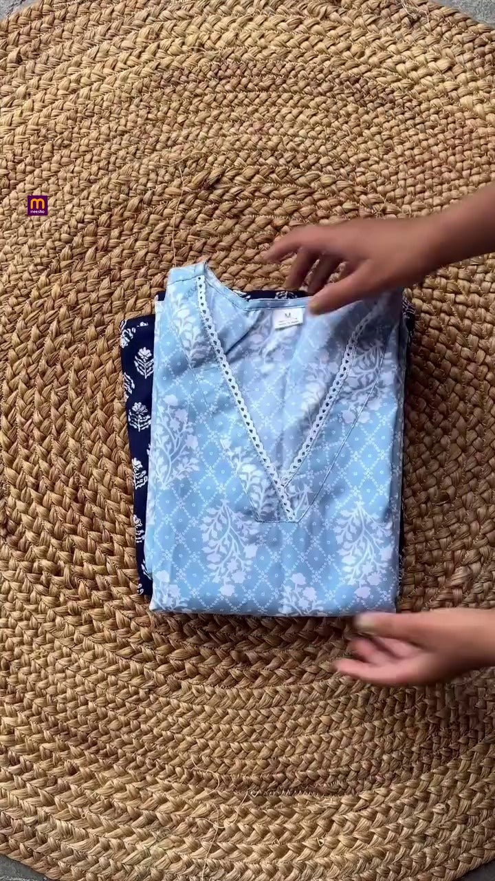 Collage and Office work Ethnic Kurti Sky Blue