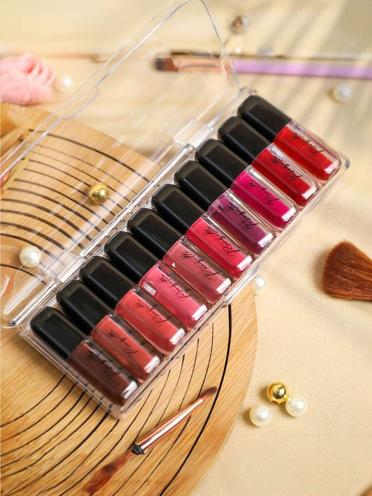 Ronzille Set of 10 Matte Waterproof Non Transfer Liquid Lipstick - 1.2 ml each PA3