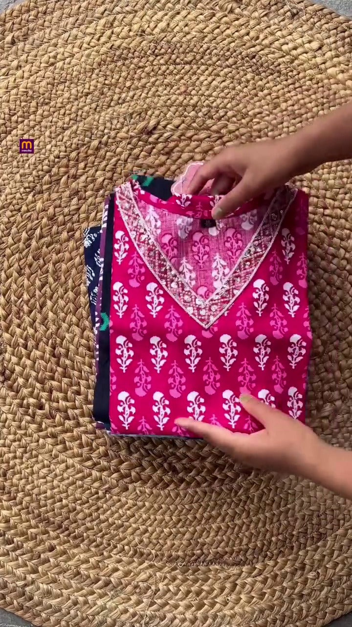 Collage and Office work Ethnic Kurti Pink