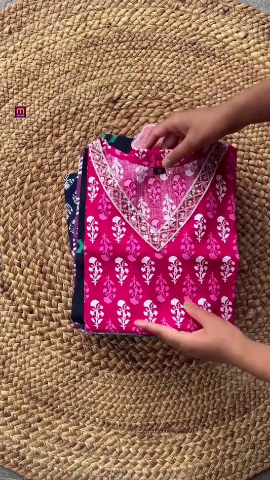 Collage and Office work Ethnic Kurti Pink