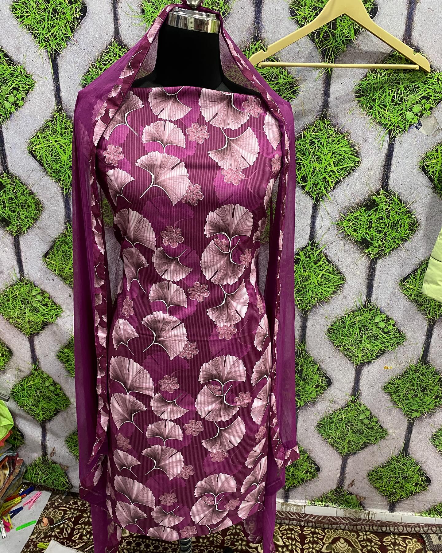 Daily wear Georgette Floral Purple Dress