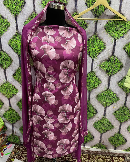 Daily wear Georgette Floral Purple Dress