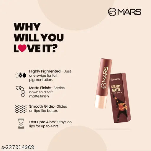 MARS Ultra Pigmented Creamy Matte Lipstick AK1(3JN)