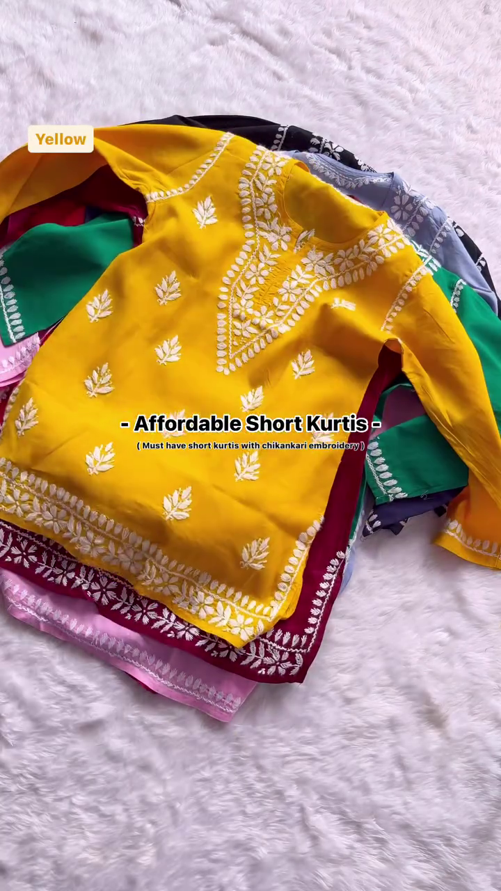 Most Trending Lucknowi Chikankari Rayon Short Tops