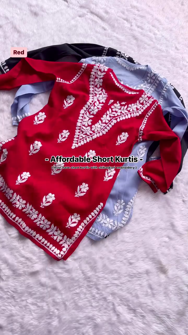 Most Trending Lucknowi Chikankari Rayon Short Tops
