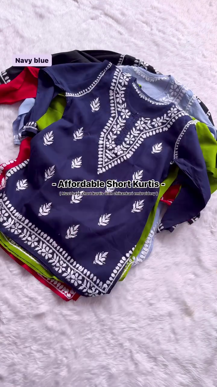Most Trending Lucknowi Chikankari Rayon Short Tops