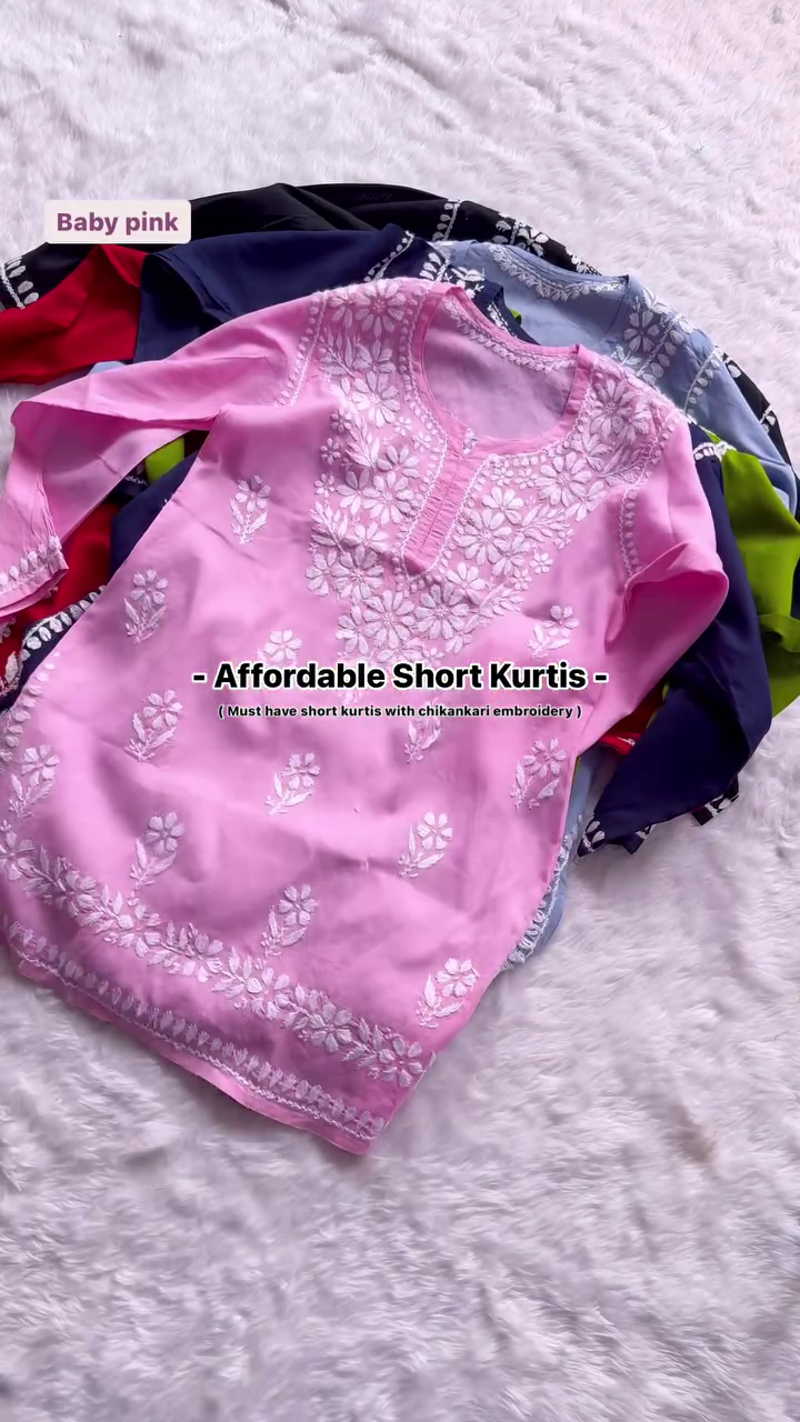 Most Trending Lucknowi Chikankari Rayon Short Tops