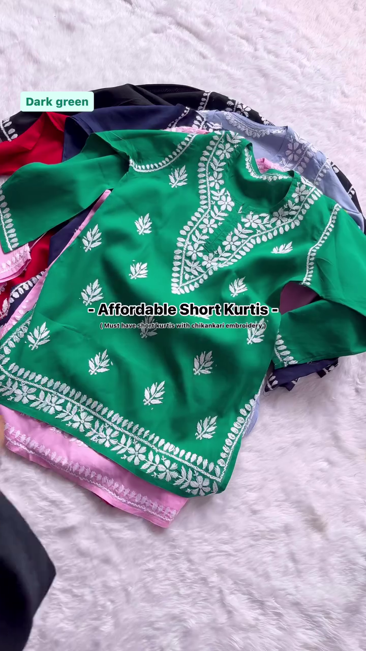 Most Trending Lucknowi Chikankari Rayon Short Tops