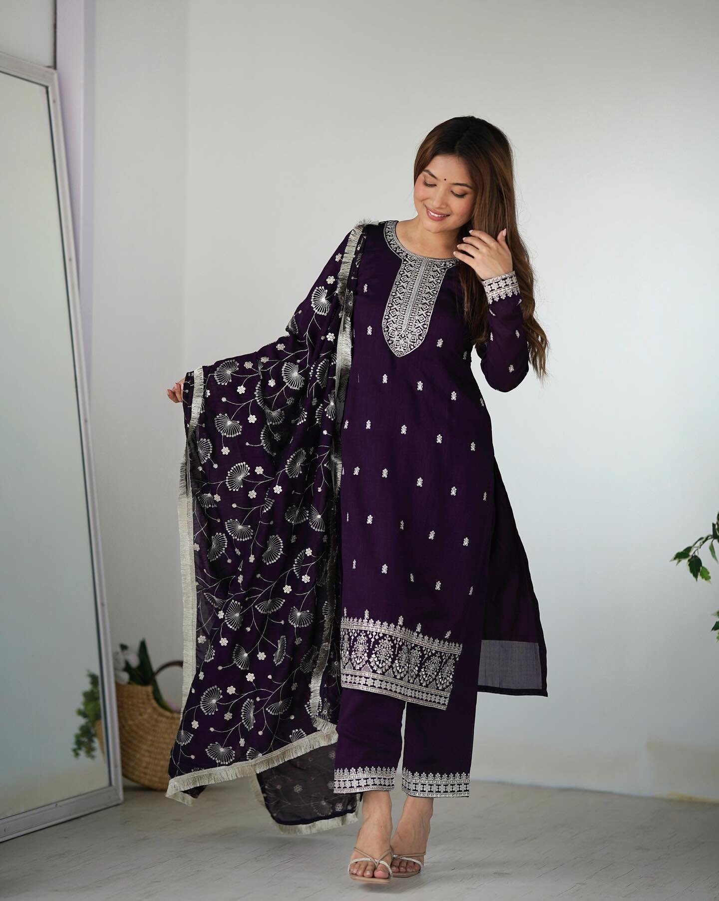Most Trending Embroidered Georgette Royal Purple Dress