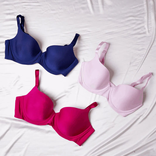 Wirefree Padded Plus Size Cotton Medium Coverage Tshirt Bra with Lace Styling