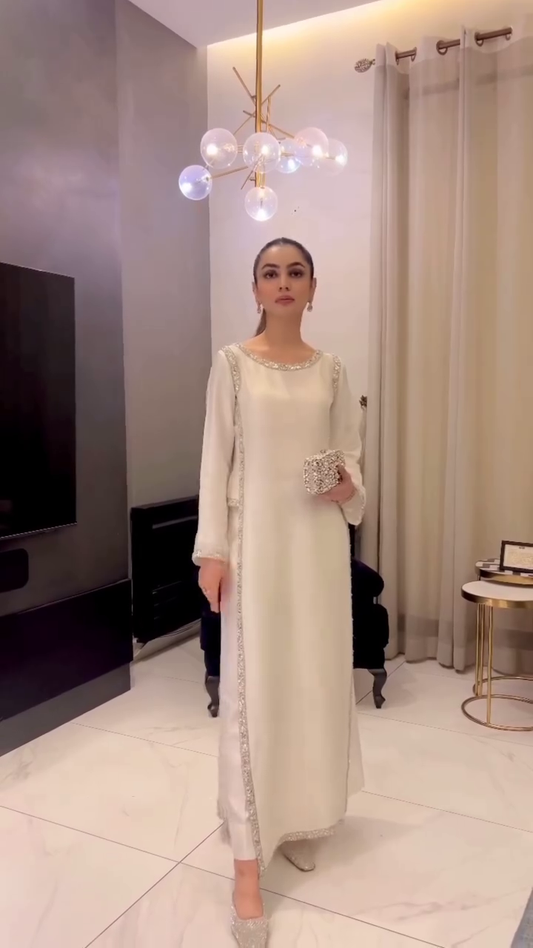 Embroidered Mirror Work A-Line Kurta With Sharara RA09