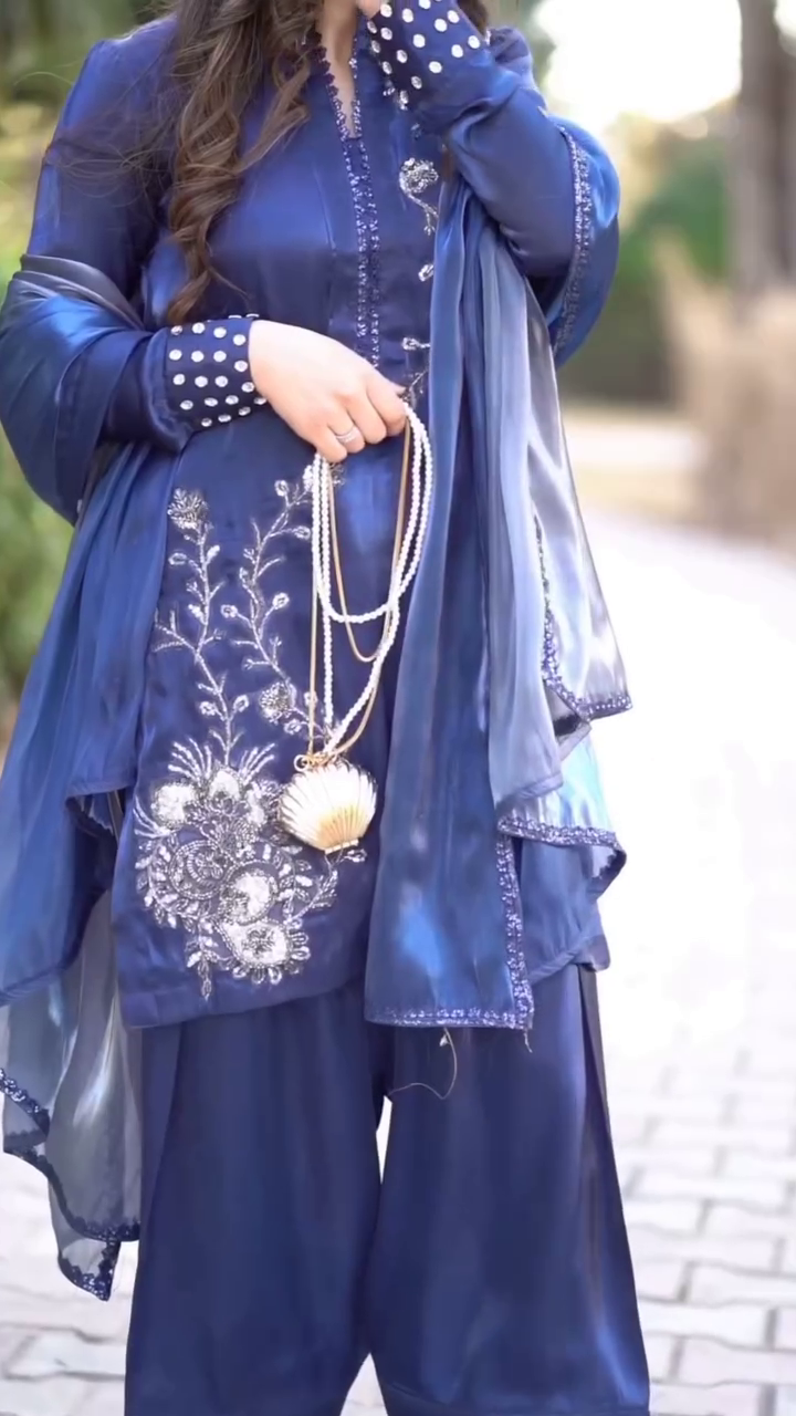Floral Embroidered A-Line Kurta & Trousers With Dupatta RA10
