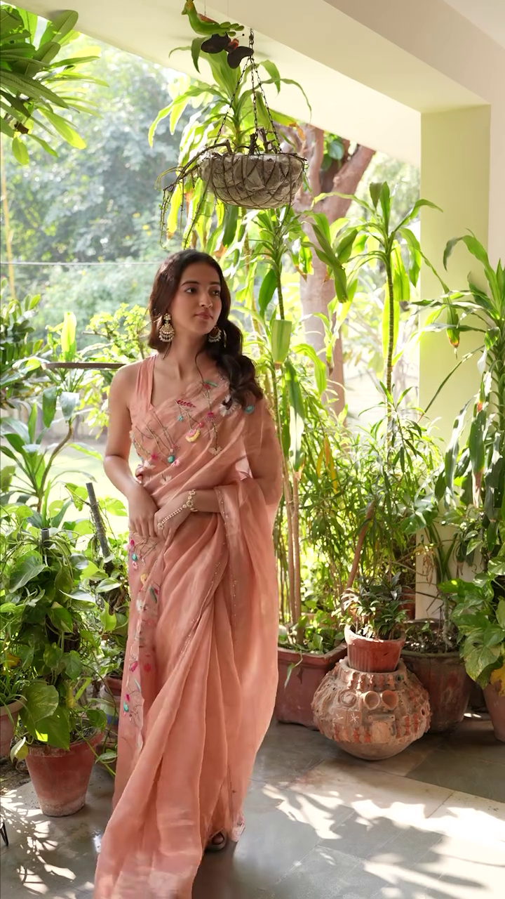 Floral Embroidered Pure Georgette Ready to Wear Saree RA14