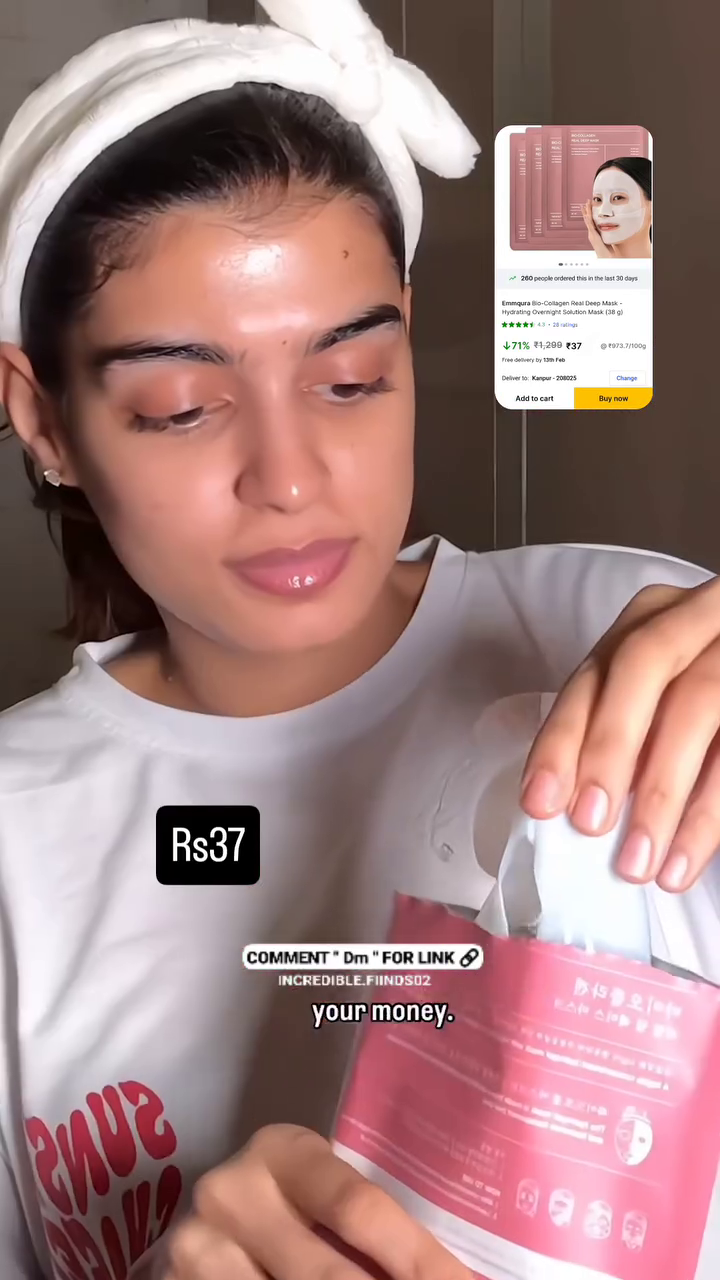 Organic Collagen Mask Korean, Organic Collagen Real Deep Mask, Hydrating Overnight Hydrogel Mask, Pore Minimising, Elasticity Improvement, Reduces Fine Lines and Wrinkles