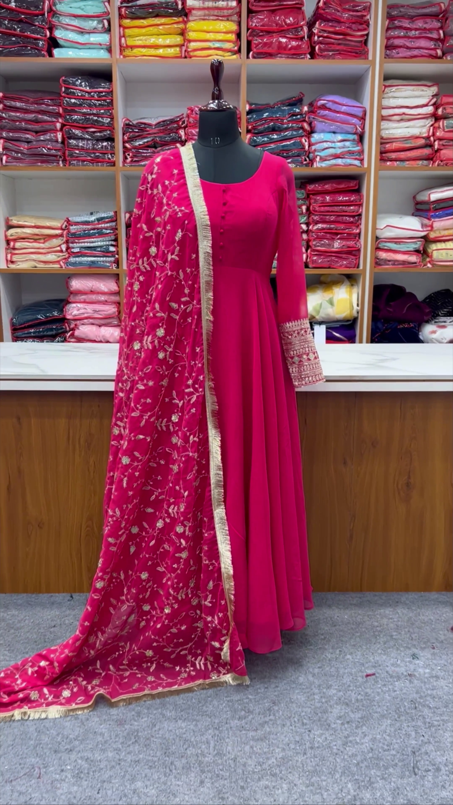 Trending Embroidered Georgette Royal Pink Dress