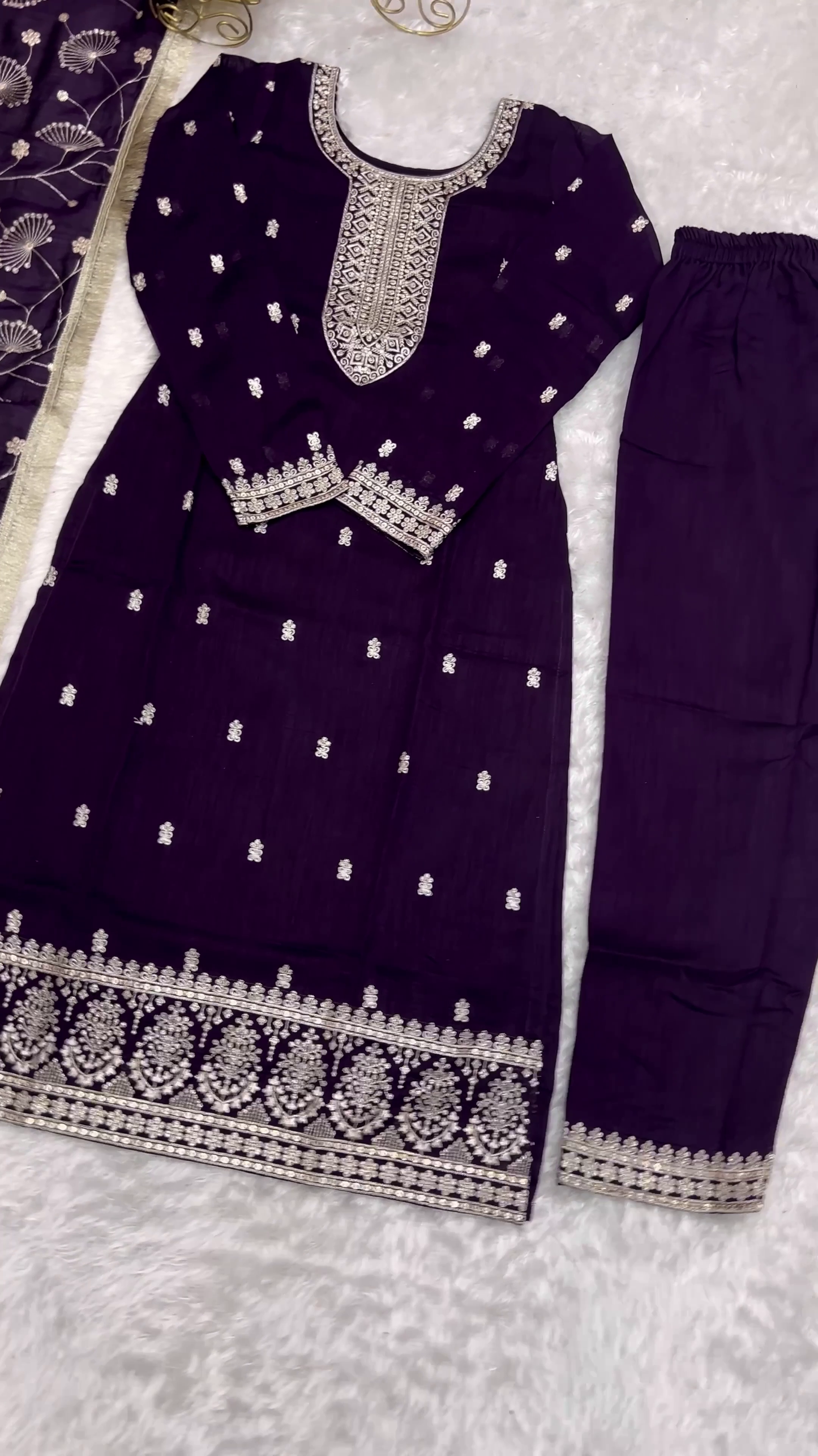 Most Trending Embroidered Georgette Royal Purple Dress
