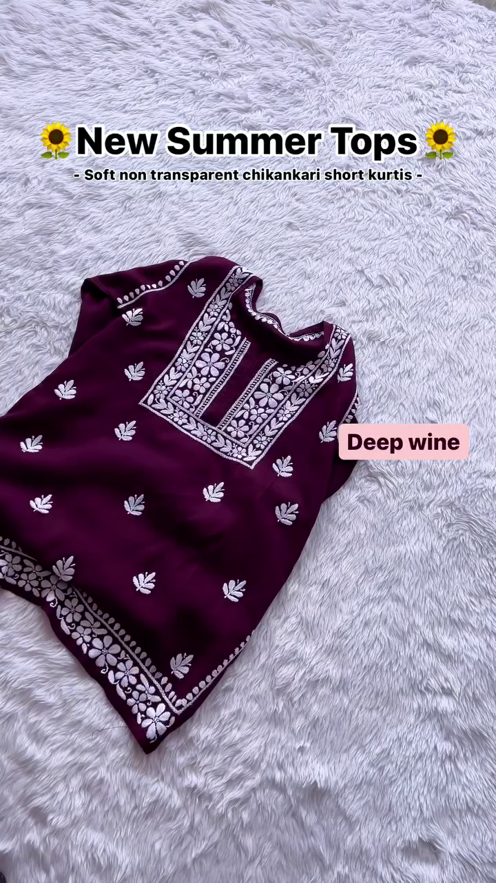 Women Chikankari Straight Short Cotton Kurti