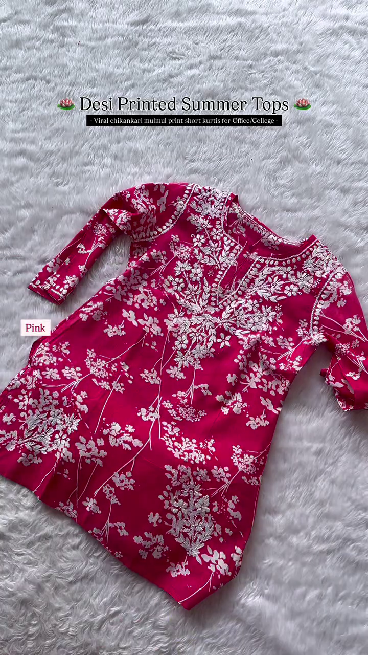 Lucknowi Chikankari Rayon Short Tops