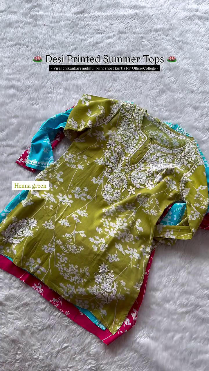 Lucknowi Chikankari Rayon Short Tops