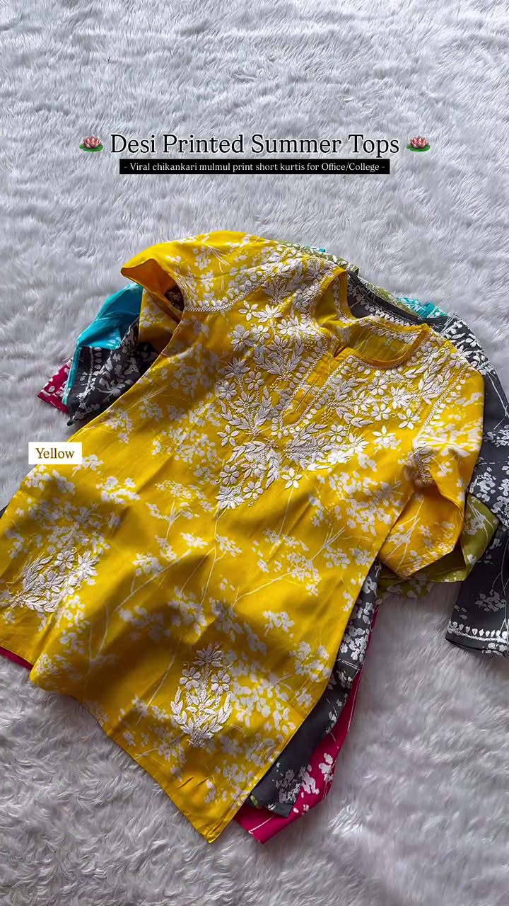 Lucknowi Chikankari Rayon Short Tops