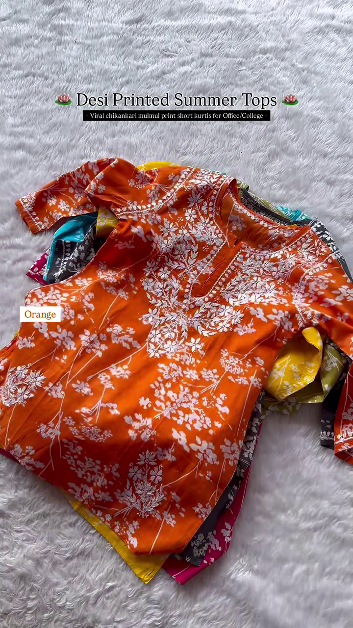 Lucknowi Chikankari Rayon Short Tops