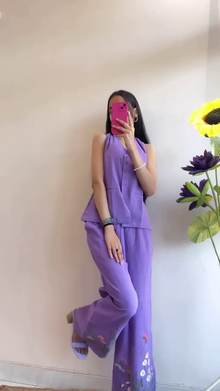 Trending Premium Ethnic Cotton Co-ordsets Purple & Green