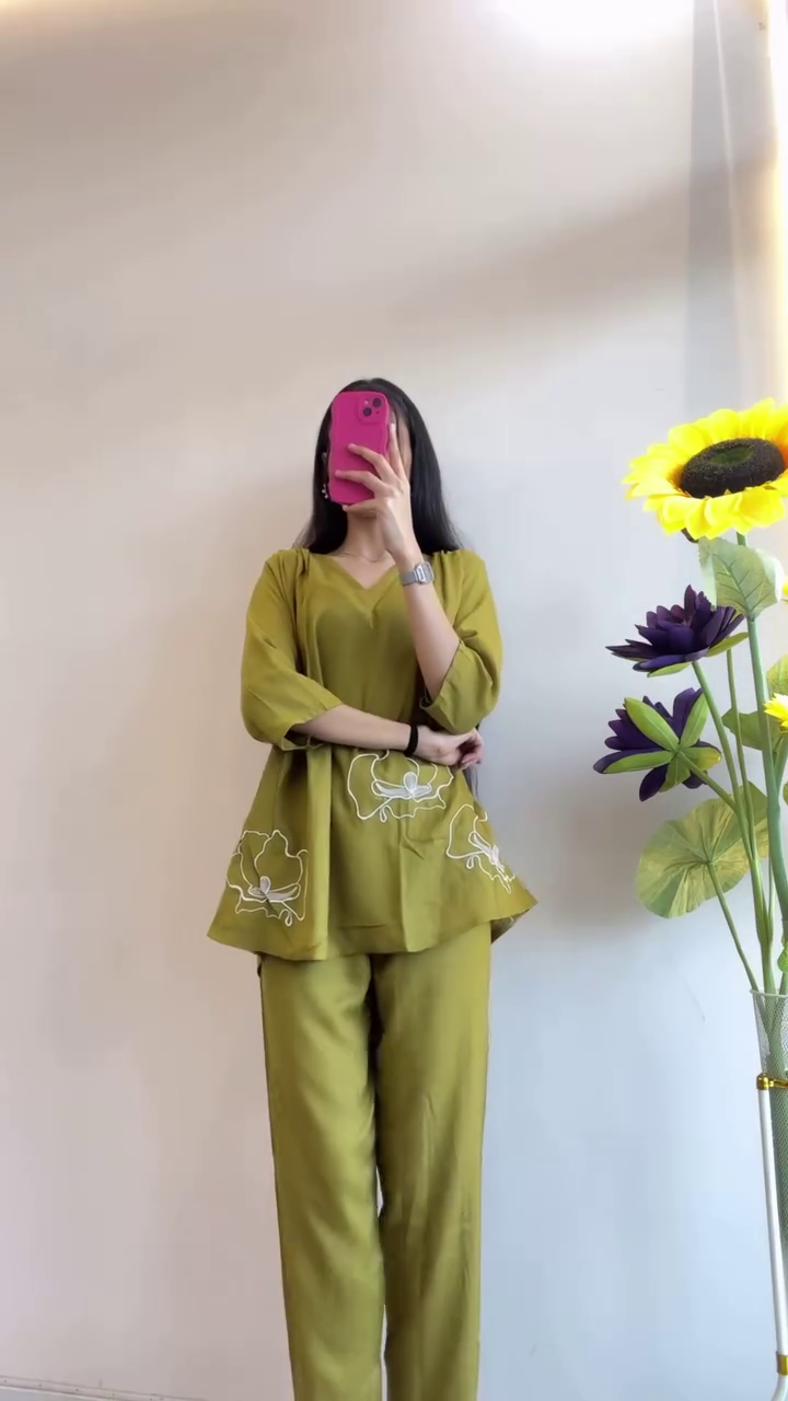 Trending Premium Ethnic Cotton Co-ordsets Purple & Green