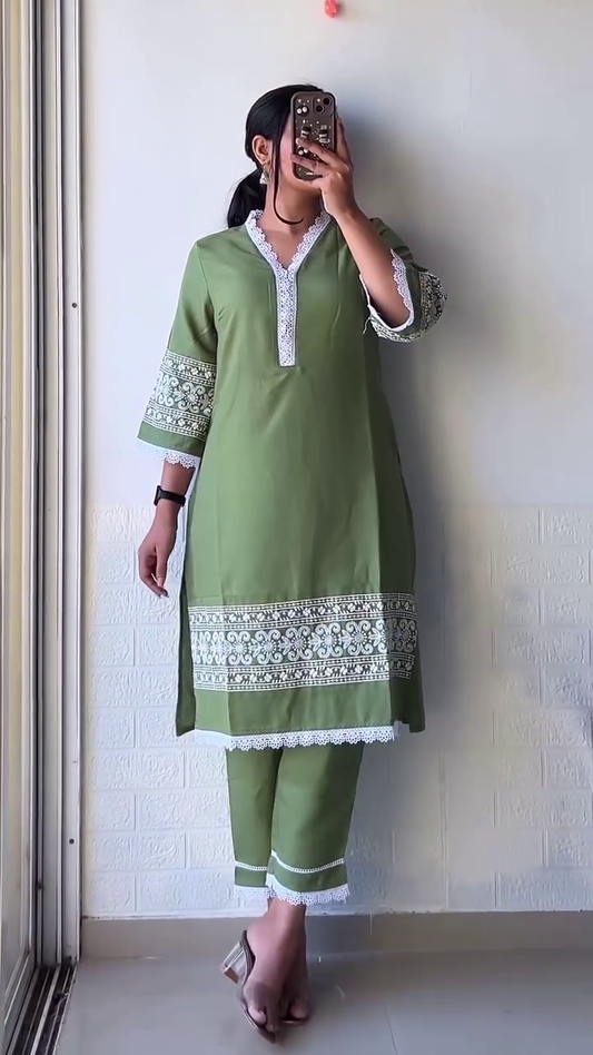 Extra Premium Ethnic Cotton Co-ordsets Silent Green