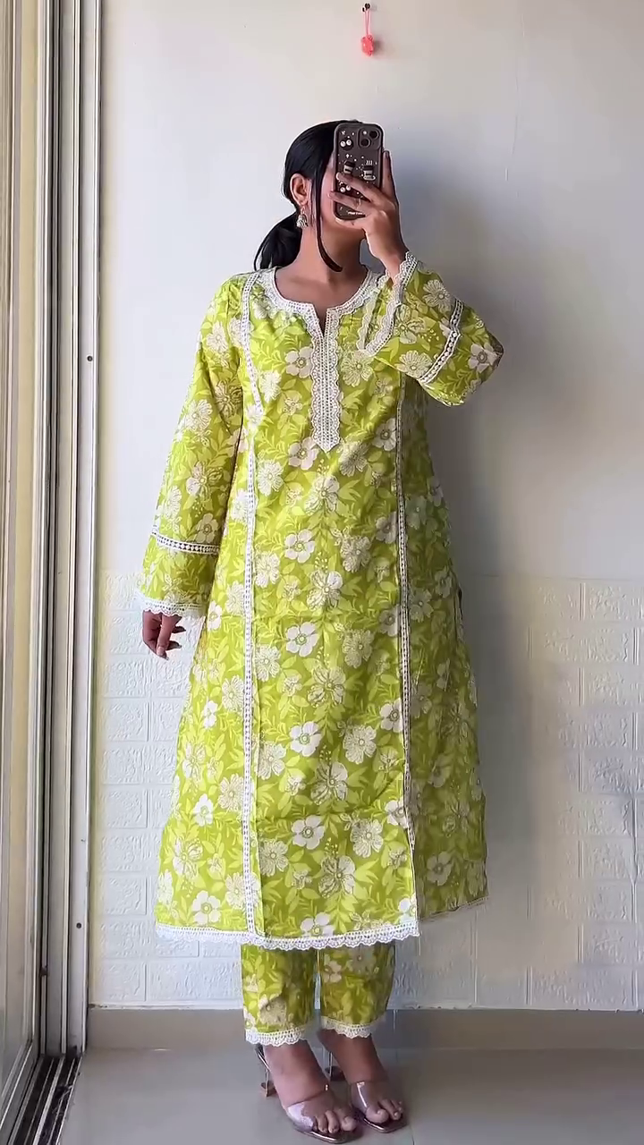 Extra Premium Ethnic Cotton Co-ordsets Green