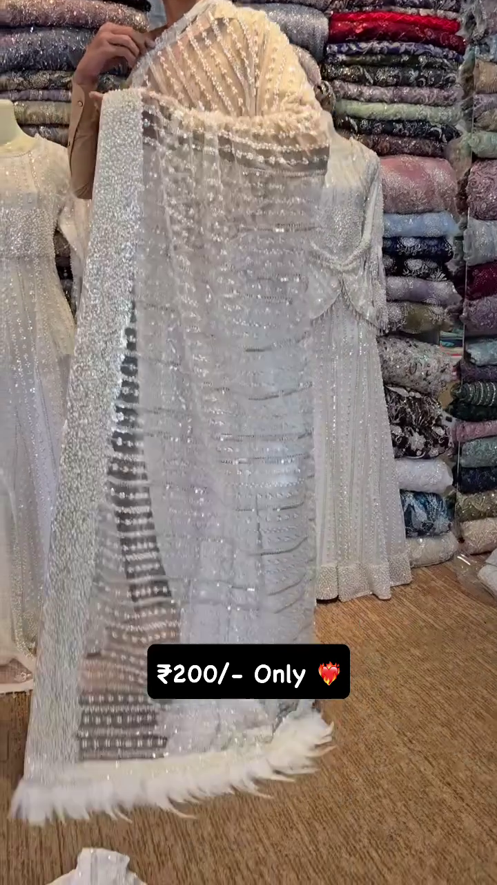 White Sequinned Embellished Saree Sale
