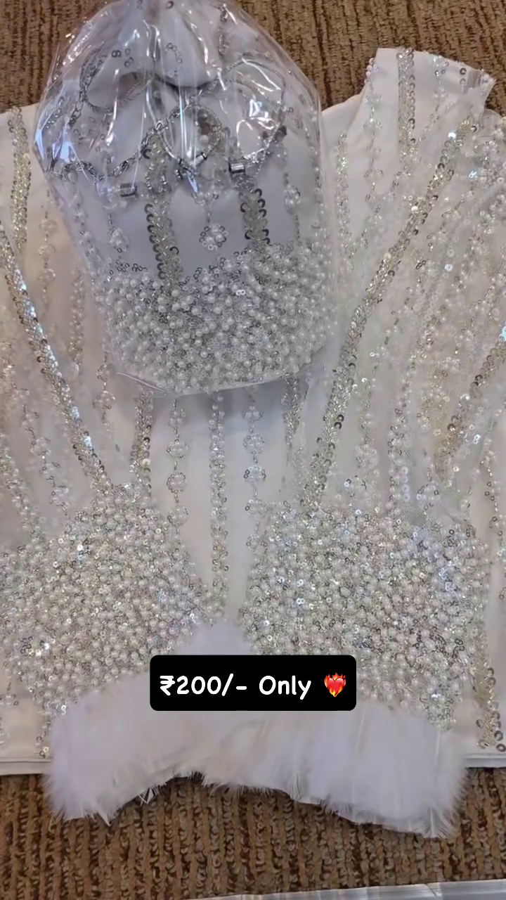 White Sequinned Embellished Saree Sale