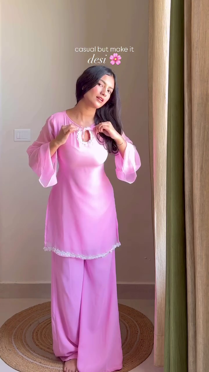 Dating Time with him Baby pink Top & Pent