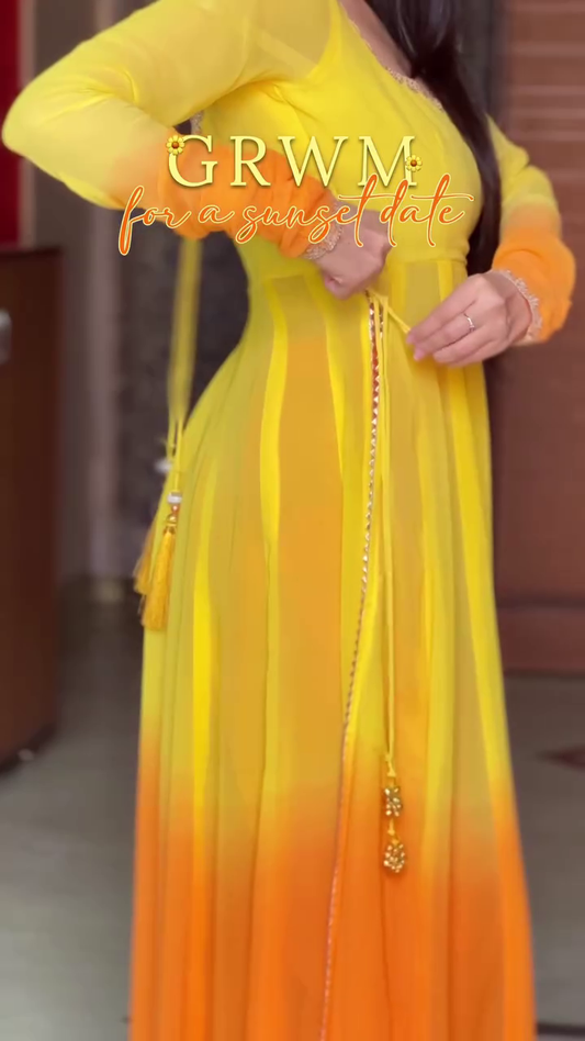 Yellow Orange Ethnic Dress with him first Date
