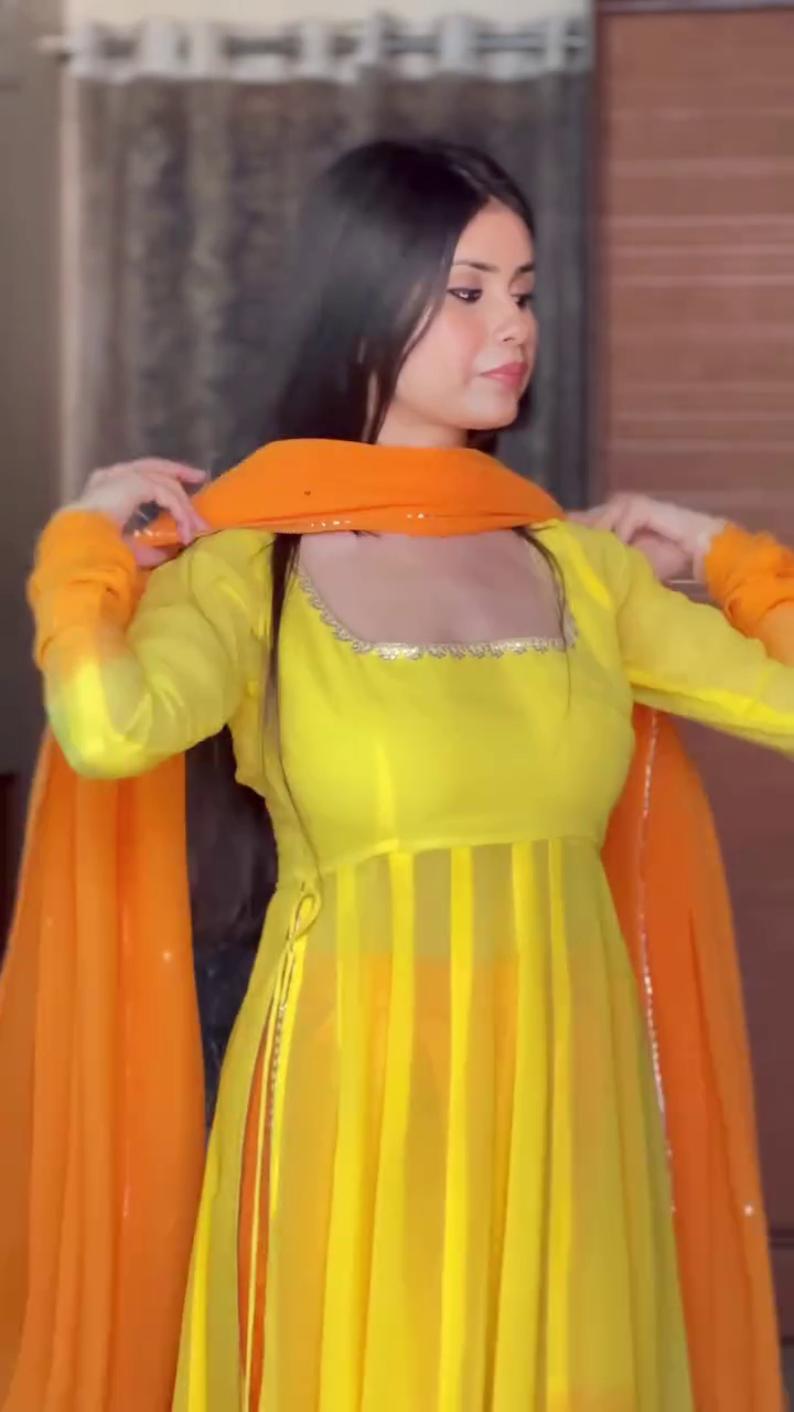Yellow Orange Ethnic Dress with him first Date