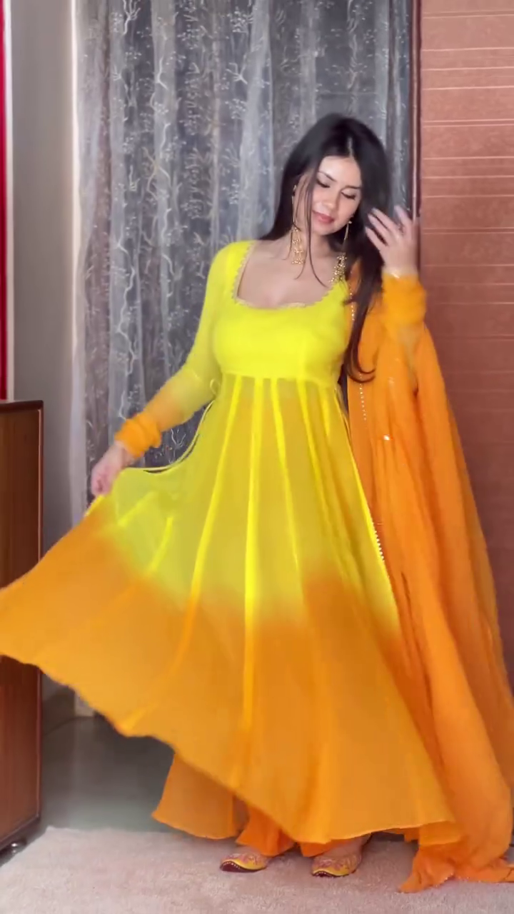 Yellow Orange Ethnic Dress with him first Date