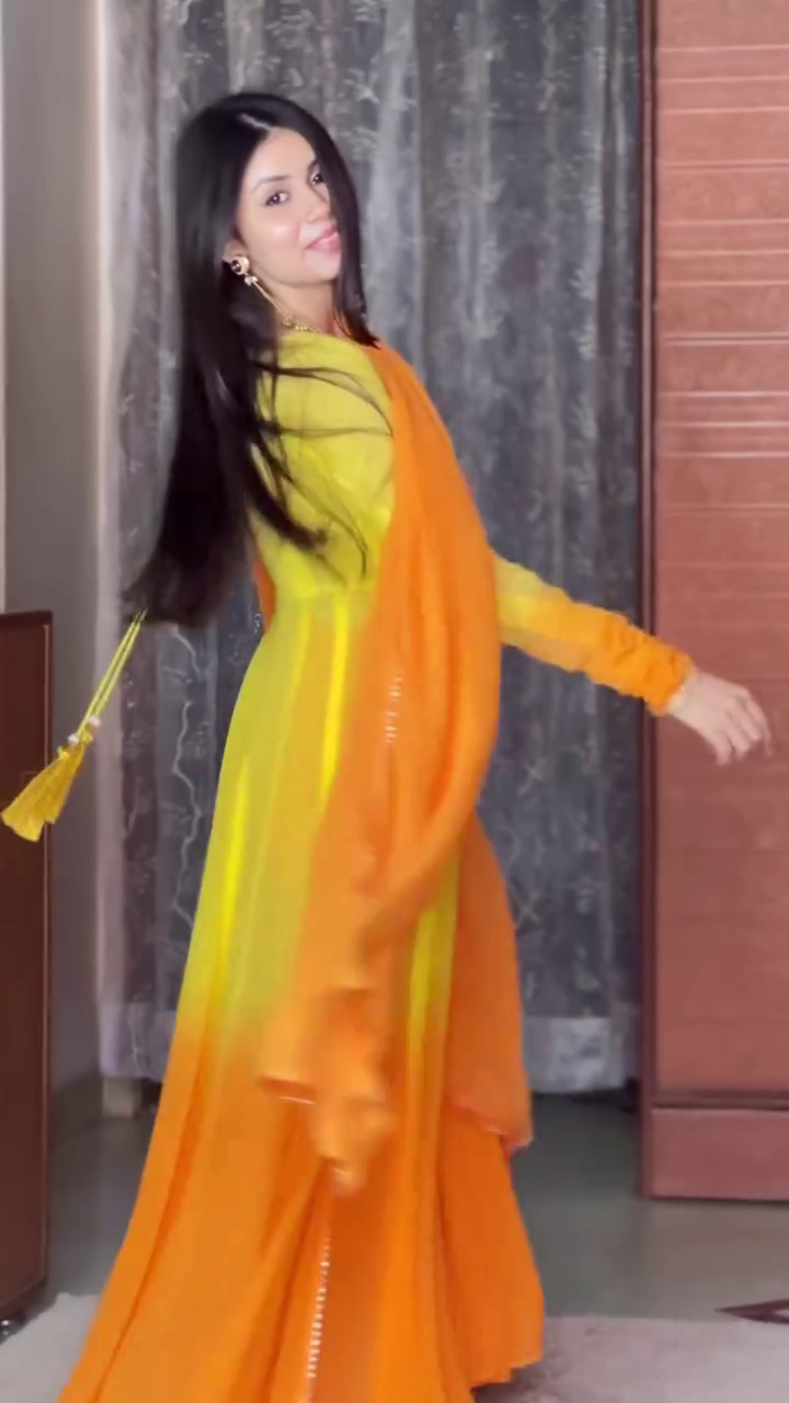 Yellow Orange Ethnic Dress with him first Date