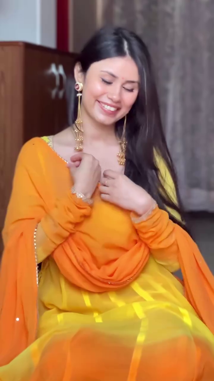 Yellow Orange Ethnic Dress with him first Date